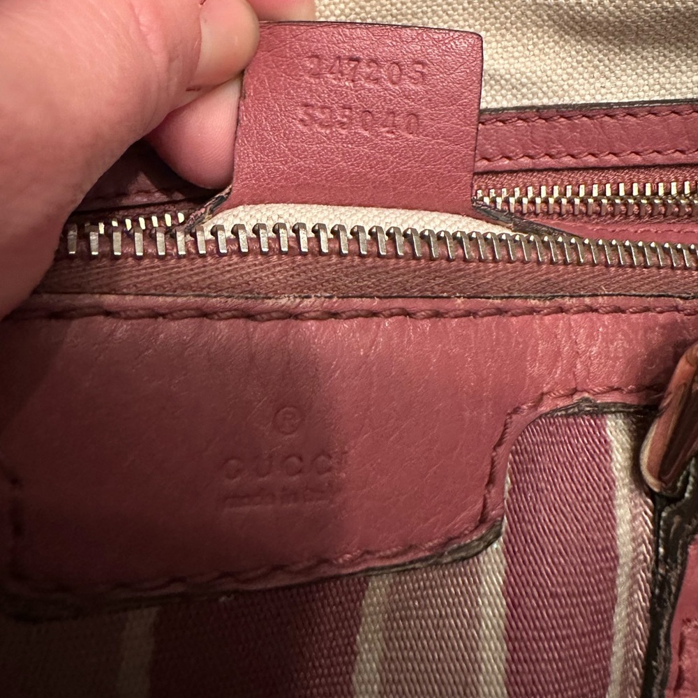 Gucci Rose Leather Medium Web Boston Bag - Picture 13 of 14